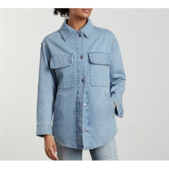 Everlane Denim Shirt Jacket Shacket Pockets Size S Organic Cotton Oversized Fall - Picture 1 of 15